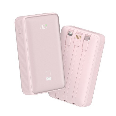 팬톤 22.5W PD 고속충전 빌트인 케이블 보조배터리 20000mAh, Pastel Pink, PTPB-06