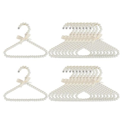 20x 펄 보우 코트 옷걸이 20 Cm 플라스틱, 화이트, 20x16cm, 플라스틱 금속