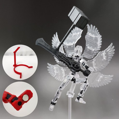 [착착붙는] 아느캐 DIY 3D 날개달린 관절피규어 액션피규어 조립블록, 투명, 1개
