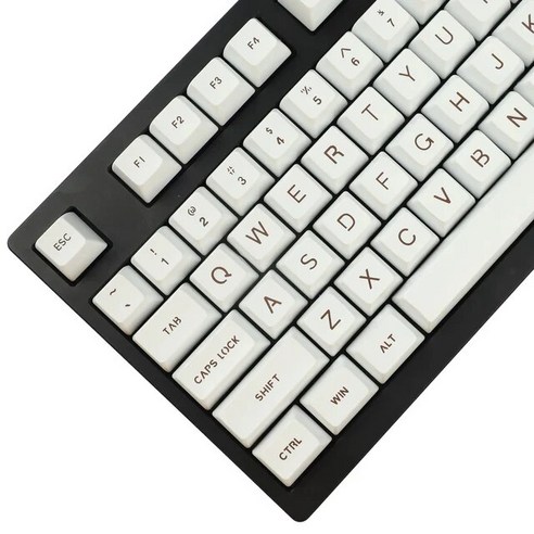 SA 112 Keycap 이중 샷 두꺼운 ABS 공 모양을 통해 비 샤인 MX 기계식 키보드 61 87 TKL 104 노트북 용 ANSI ISO 키 세트, 키캡만, 화이트 베이스 브라운, 키캡만