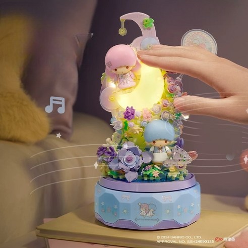 산리오 캐릭터 diy 오르골 미니 블럭 인테리어 카페 소품 블록 무드등, 리틀스타