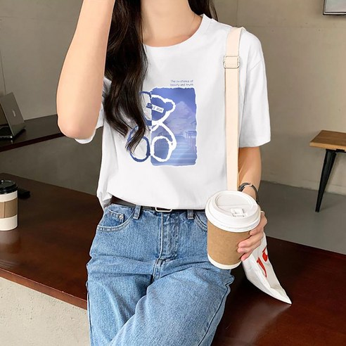스타일과 편안함이 만나는 파라다 여성 반팔 면 프린트 티셔츠