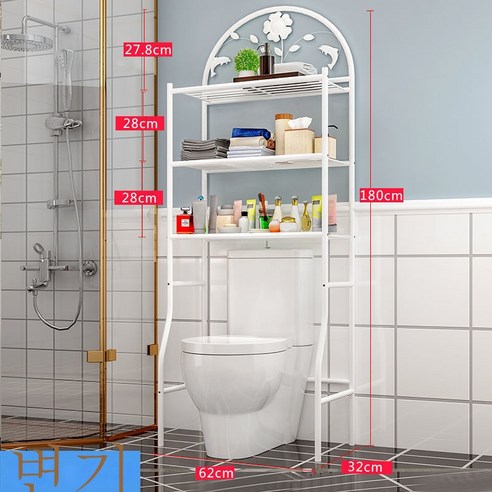 ZZJJC 욕실 화장실 선반 바닥 주방 침실 층간 화장실 삼각수납대 펀치프리, 4단:높이180cm-흰색