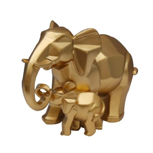수지 코끼리 2 럭키 입상 엄마와 아들 코끼리 세트, 황금