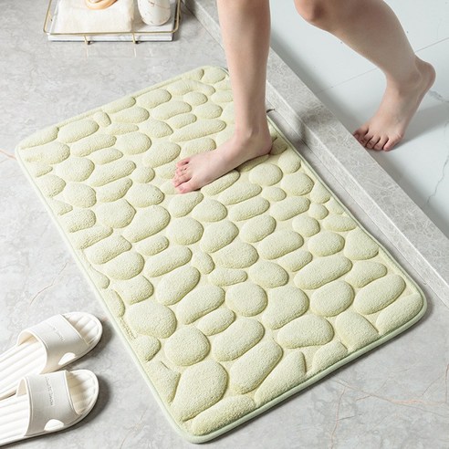 두꺼운 욕실 카펫 변기 바닥 깔개 입문 매트 욕실 미끄럼 방지 매트 화장실 발판 자갈 매트, 연두색