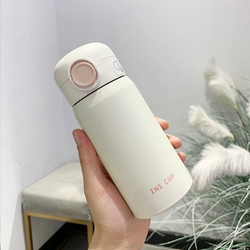 따뜻한 물 컵 학생 귀여운, 350ml, 작은 Q 머그잔 흰색