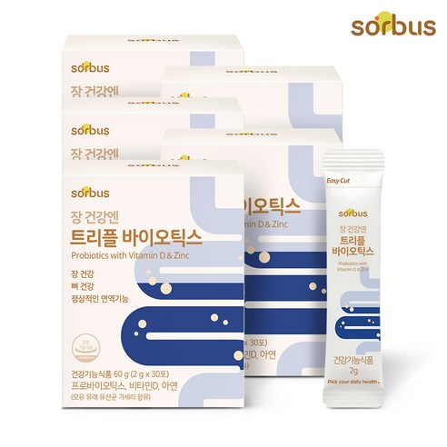 소버스 장 건강엔 트리플바이오틱스 30일분, 30포, 5개