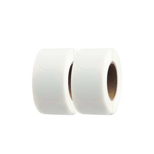 컬러 롤스티커 500매 2.5cm, 2롤, 09.원형_화이트