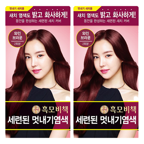 리엔 흑모비책 세련된 멋내기 염색제, 와인브라운, 2개