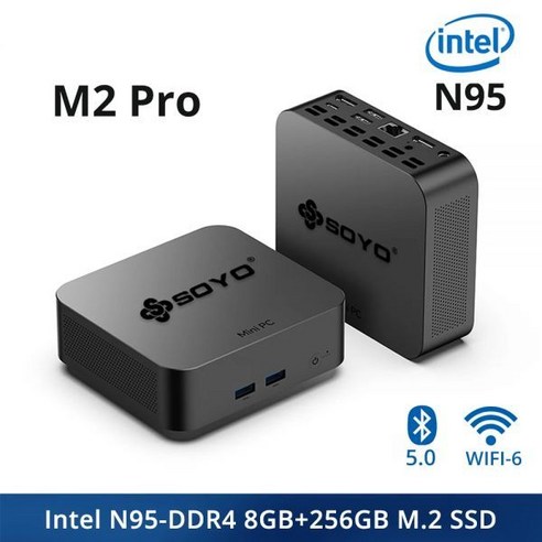 미니 PC SOYO M2 Pro 휴대용 미니 PC 데스크탑 오피스 컴퓨터용 인텔 N95 CPU DDR4 8 GB 16GB RAM 256G 512G M.2 SSD 윈도, N95 8G 256GB_UK