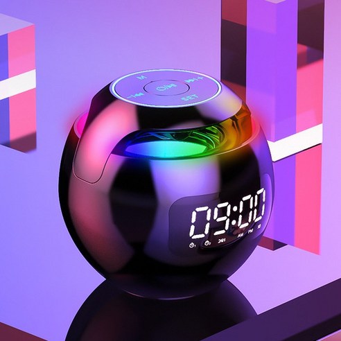 SORIKI LED 시계 알람 무선 블루투스 스피커, 핑크색