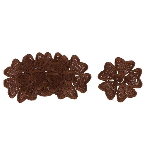 5pcs 섬세한 수 놓은 꽃 패치 여성 여자 를 위한 아플리케에 꿰매다, 브라운, 폴리 에스터