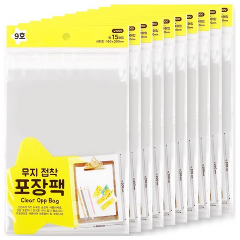 포포팬시 무지 투명 OPP 접착 비닐 포장 봉투, 300매