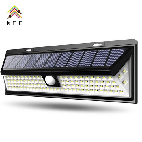 KEC 태양광 센서등 118LED 태양에에너지 자동 감광 충전 센서 3단모드, 단품