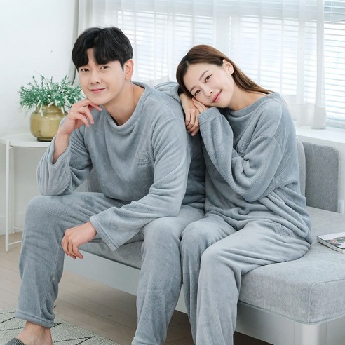 커플용 미니베어 골지밍크 잠옷세트 2종