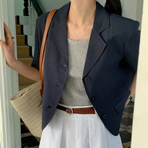 [에이진] 심플 데일리 반팔자켓 (3colors)