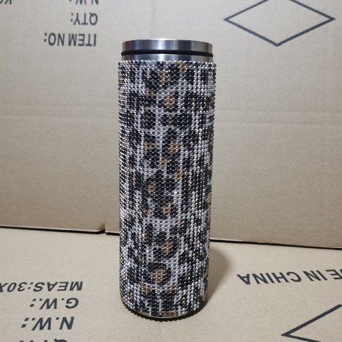 ZZJJC 아이디어 보온병 아이디어 텀블러 아웃도어 보온병, 블랙 호피 메쉬, 20oz