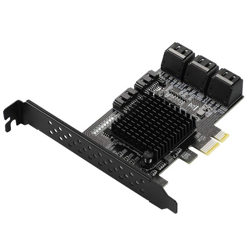 AFBEST PCIe SATA 카드 X1 88SE9215 Gen3 6Gbps 확장 내장 8 포트 SATA3.0 디스크 라이저 어레이, 검정