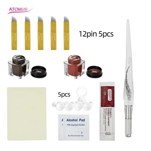 1 Set 실용적인 안료 3D Tebori Microblading 잉크 키트 눈썹 문신 메이크업 펜 바늘 Prastics 스킨 초보자 바디 아트, [01] As the picture show