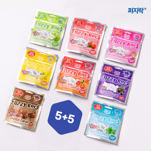 퍼지락 자일리톨 무설탕 캔디 7종 5+5 골라담기, 자몽 5EA, 쿨민트 5EA, 40g, 5개