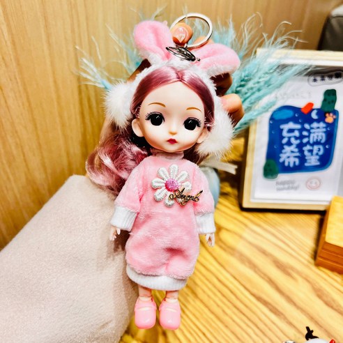 BBYSL004_바비인형 가방키링 키홀더 열쇠고리, 핑크, 1개