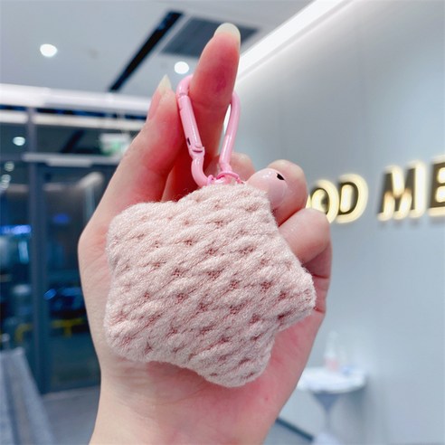 창의 오각별 열쇠고리 수제 벨벳 갈고리 뜨개질 털실 가방 자동차 열쇠고리 작은 액세서리, 핑크/핑크