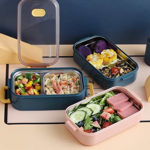 304스텐 도시락통 도시락통 직장인 샐러드 런치박스 보온 용기 1-2L, blue, 1층
