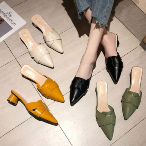 데일리 캐주얼 여성 뾰족코 예쁜 4컬러 블로퍼 슈즈 뮬 슬링백 단화 플랫 여성로퍼 핏플랍슬링백