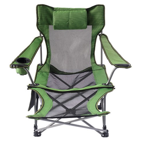 야외 접이식 의자 캠핑 휴대용 비치 벤치 안락 의자, 긴 녹색 거즈