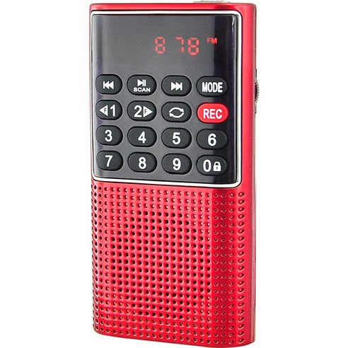 효도 라디오 등산용 휴대용 슬림 라디오 L-328, 레드(Red)