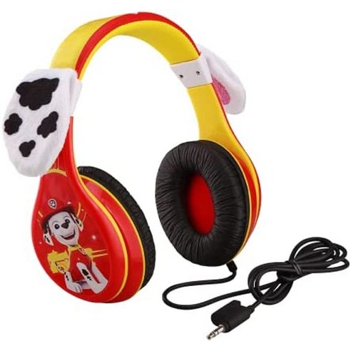 paw patrol marshall 아동용 헤드폰 조절 가능한 헤드밴드 스테레오 사운드 3.5mm 잭 아동용 유선 헤드폰 꼬임 방지 볼륨 조절 접이식 학교 가정용 아동용 헤드폰, 발 순찰 추적