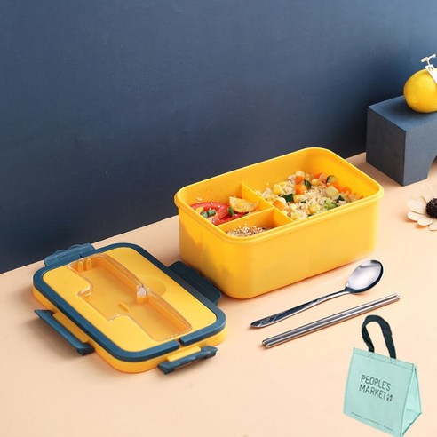 YY밀짚 절연 점심 상자 학생 세 포인트 그리드 도시락 상자 여성 휴대용 전자 레인지 신선한 유지 점심 상자, 색깔13_옵션5