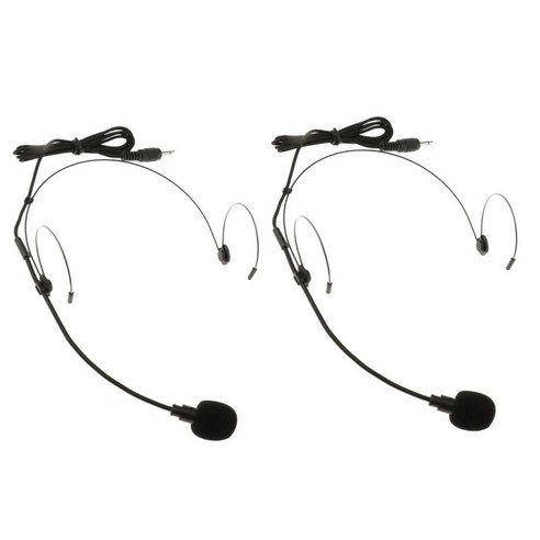 2 조각 더블 이어 후크 유선 헤드셋 헤드원 마이크 3 ., 3.5mm 직각, 블랙, 플라스틱