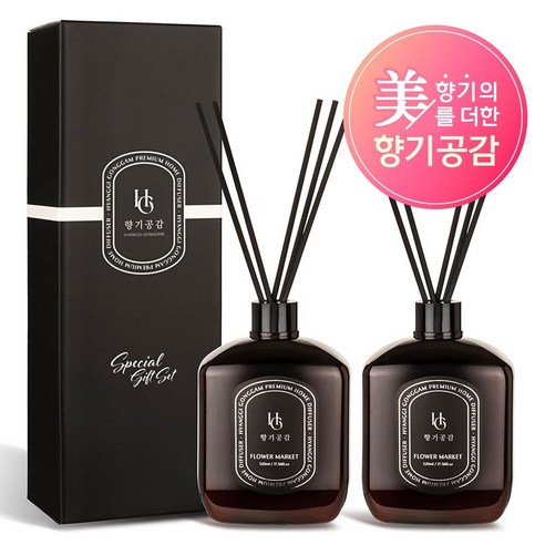 향기공감 프리미엄 홈 대용량 디퓨저 선물세트, 2개, 520ml, 블랙체리