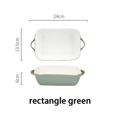 FREELIFE 가정용 오븐 접시 북유럽 세라믹 LC-578, rectangle green-765