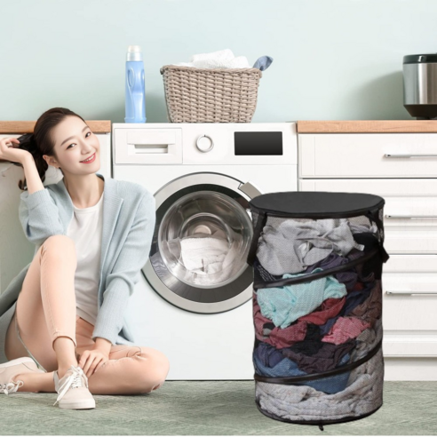 리빙어스 접이식 원형 메쉬 빨래바구니: 편리하고 대용량의 빨래 세탁을 위한 최고의 선택