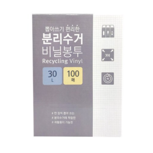 생활미소 분리수거 비닐봉투, 30L, 100매