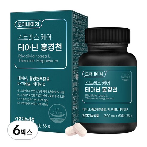 모어네이처 스트레스 케어 테아닌 홍경천, 60정, 6박스