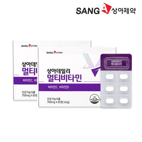 상아제약 데일리 멀티비타민 필수 종합 영양제 60p, 2박스, 60정
