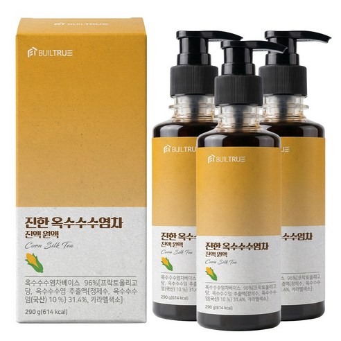 빌트루 진한 옥수수수염차 진액 원액 식약처인증 액기스 HACCP 국산 액상, 3개, 290g