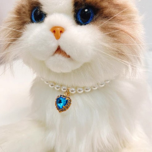 케이팡규 반려동물 고급 핸드메이드 진주 목걸이, 블루