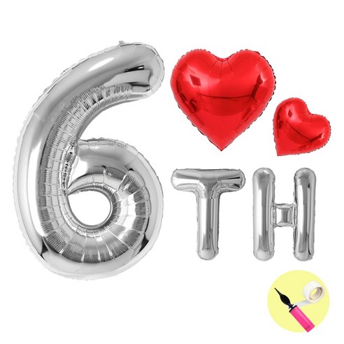 이벤트홀릭 1주년 풍선 숫자 파티 세트 이벤트 결혼 기념일, 6주년 풍선