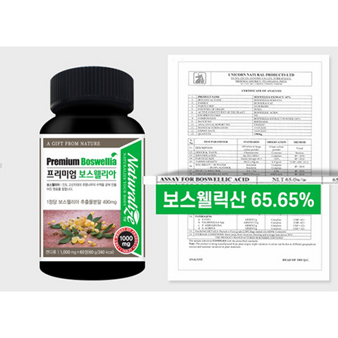 네추럴라이즈 프리미엄 보스웰리아(1 000mg*60개), 1개, 60정