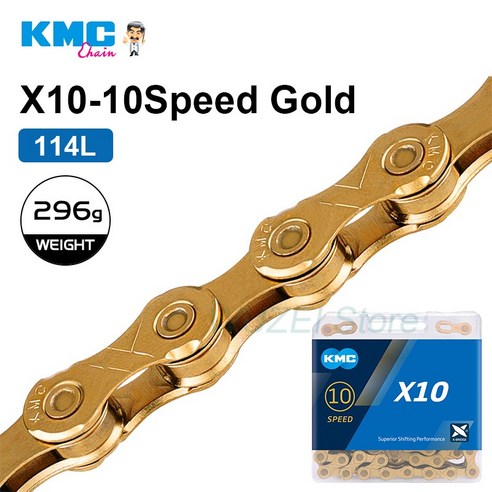 KMC X8 X9 X10 X11 자전거 체인 8-11 속도 자전거 체인 (Shimano SRAM Mountain/Rod Bicycle Part Original 용), 1 건, X10 gold 114L