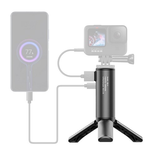 울란지 USB-C / USB-A 타입 양방향 보조배터리 충전식 미니 삼각대 셀카봉 고프로 액션캠 스마트폰 카메라, 충전식 미니삼각대 + 액션캠용 KIT
