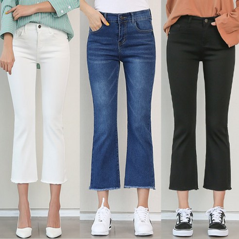 편안함, 스타일, 날씬함을 위한 키작녀 스판 부츠컷 청바지