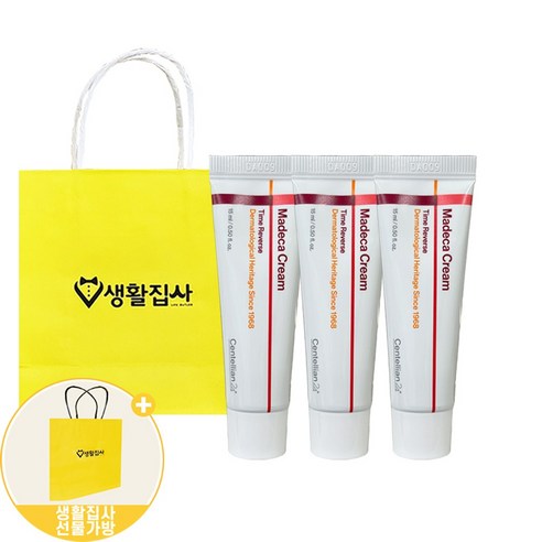 [마데카크림 생활집사선물Set] 센텔리안24 동국제약 마데카크림 타임리버스 15ml+생활집사 선물가방/ 진화된 토탈 안이에이징 마데카크림 15ml 작은용량 생활집사선물세트, 생활집사선물가방, 3개