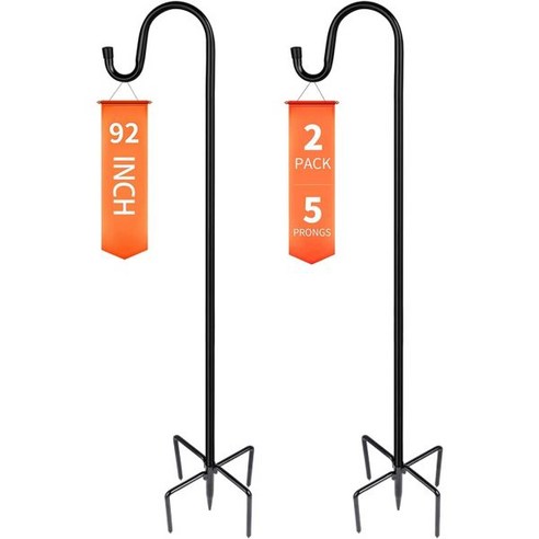 오툴 셰퍼드후크 조절 가능한 새 모이통 랜턴 식물후크 가든스테이크아웃도어 꽃바구니용 식물 스탠드 걸이 결혼식 장식, 76 INCH_A-2 Pack