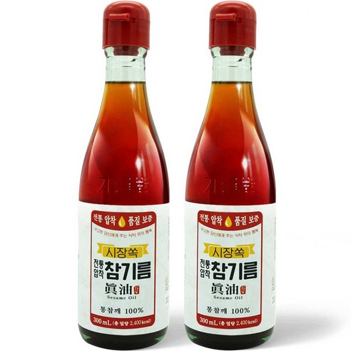 시장쏙 전통압착 참기름, 300ml, 2개입