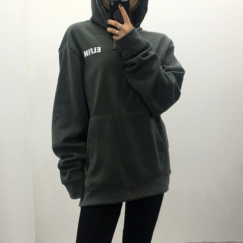 ELFIN 프린팅 기모 후드티